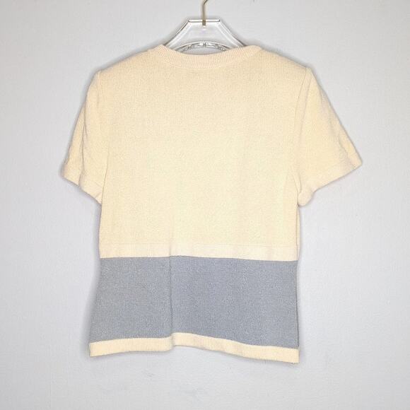 St. John Collection Vintage Pastel Knit Button Up Cardigan Short Sleeve Crewneck - Picture 3 of 8
